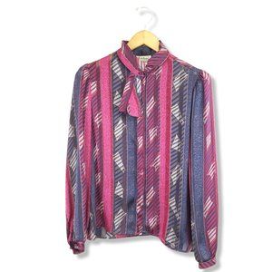 Vintage Pink and Blue Striped Blouse